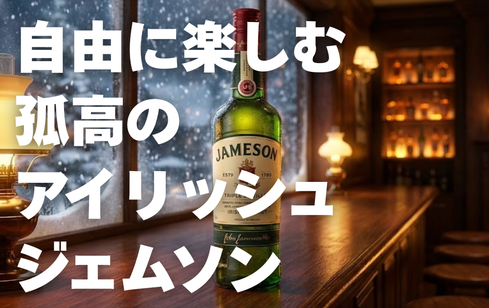 クラシカルなバーカウンターの上にジェムソンスタンダードのボトルが置かれている